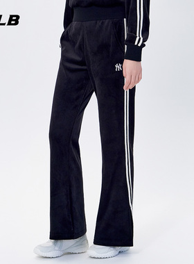 MLB官方 女款时尚天鹅绒休闲条纹喇叭长裤冬季新款PTB13/TRB13