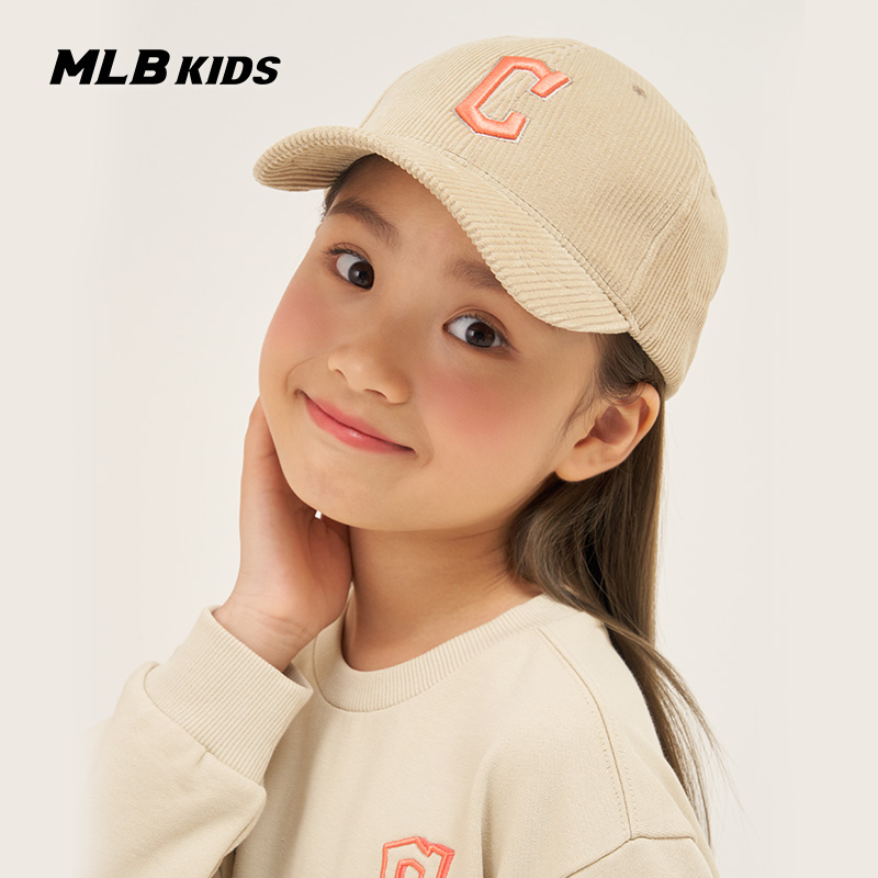 MLB儿童官方男女童经典队标灯芯绒棒球帽复古帽子23新款CPB03