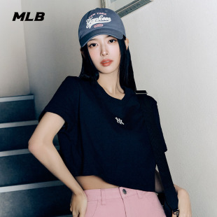 百搭T恤24夏季 MLB官方 简约纯色圆领小logo短袖 TSB04 女款 新款