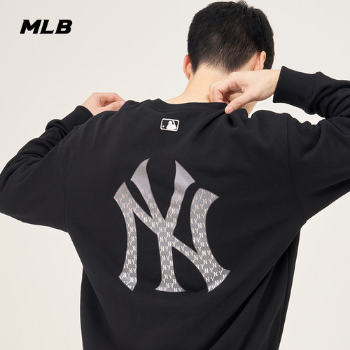 官方圆领卫衣MLB复古老花圆领