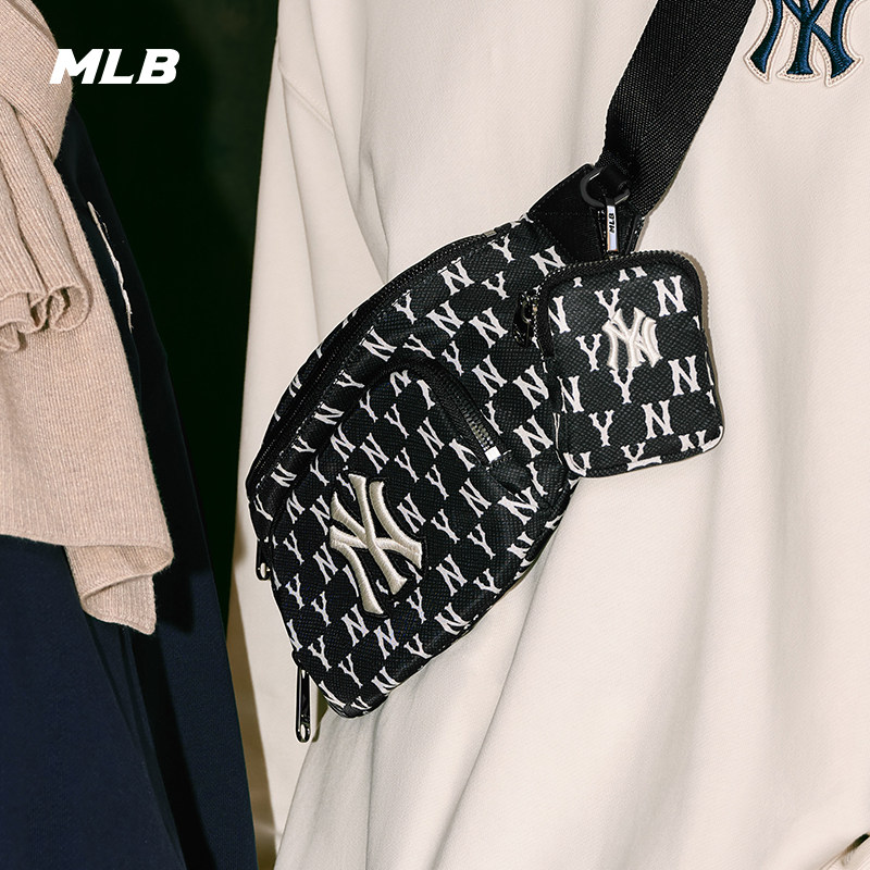MLB官方男女情侣胸包复古老花轻便腰包时尚休闲单肩包新款HSM01