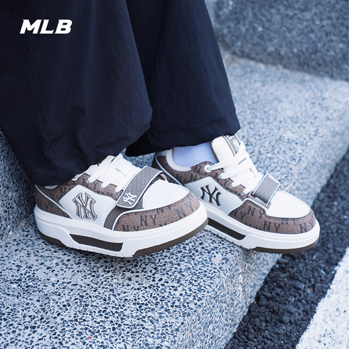MLB官方 张康乐同款男女百搭舒适厚底满印老花学长鞋春夏SXP02
