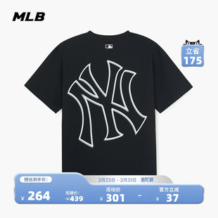 新款 百搭T恤夏季 TSB60 男女情侣背标大logo休闲宽松短袖 MLB官方