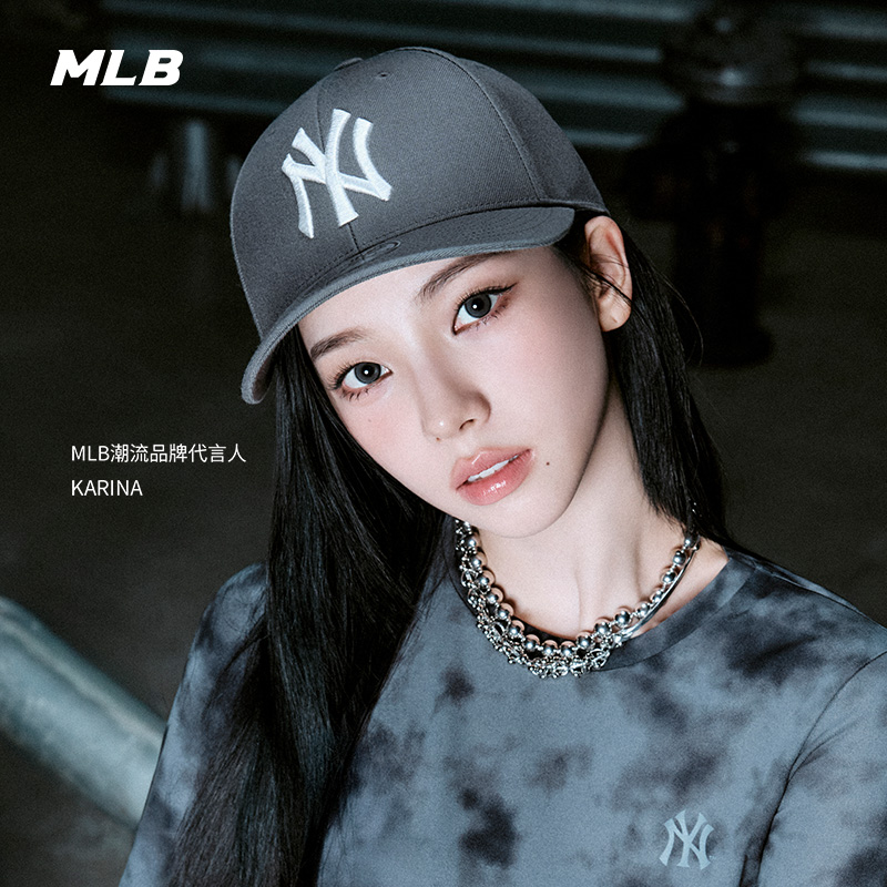 MLB官方KARINA同款男女韩系百搭显脸小硬顶棒球帽25秋冬新款CPBB2