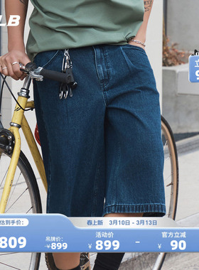 MLB官方张康乐同款男女时尚潮流休闲百搭牛仔短裤夏季新款DPB01