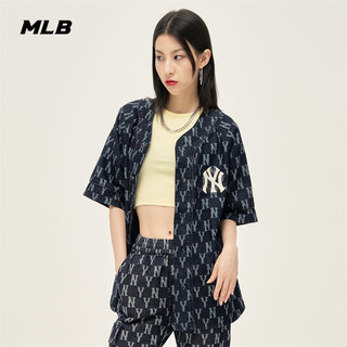 MLB官方 男女短袖棒球服情侣老花外套运动休闲BSN10