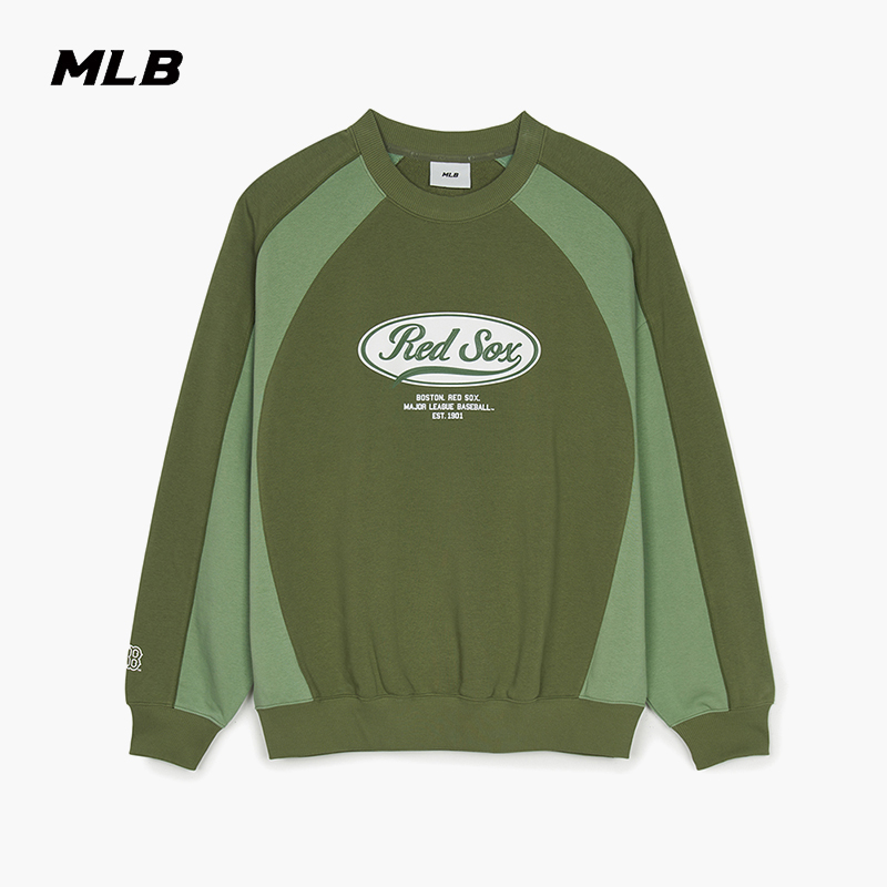 MLB官方男女情侣学院风复古撞色拼接时尚圆领卫衣25春夏新款MTV02