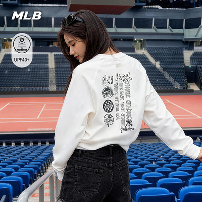 MLB官方 男女同款宽松时尚涂鸦背标防晒长袖T恤26春季新款TSB03