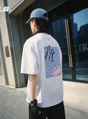 MLB官方 男女情侣后背时尚印花短袖宽松T恤25夏季新款TSM21/TSM10