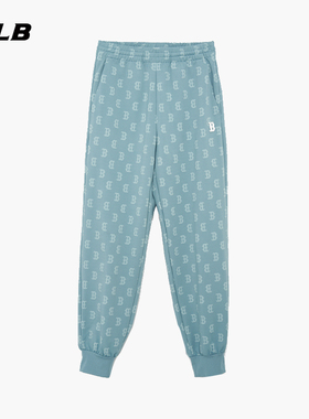 MLB官方女款潮流复古满印老花运动长裤休闲时尚束脚裤春夏PTM20