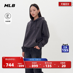 HDV02 新款 MLB官方 男女情侣复古街头保暖加绒连帽套头卫衣25冬季
