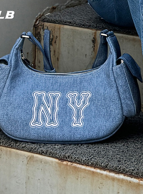 MLB官方 男女同款时尚潮流韩系可调节仿牛仔辣妹腋下包秋冬BQM03