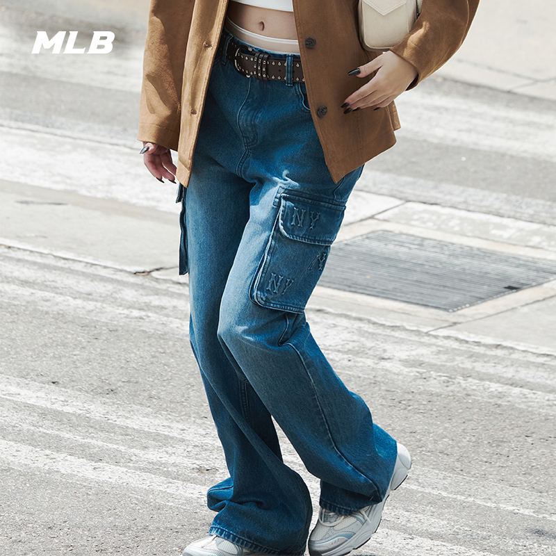 MLB女款牛仔裤长裤24秋季新款