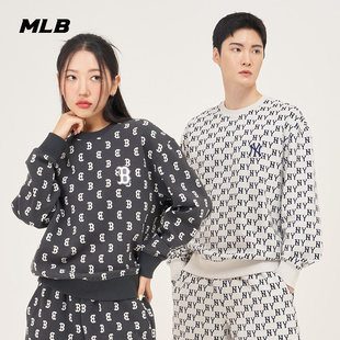 MLB官方 MTM03 男女情侣满印老花运动卫衣宽松休闲23秋季