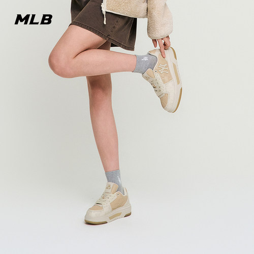 MLB官方 男女同款老花复古潮流增高厚底软弹学长鞋板鞋秋季SXM07