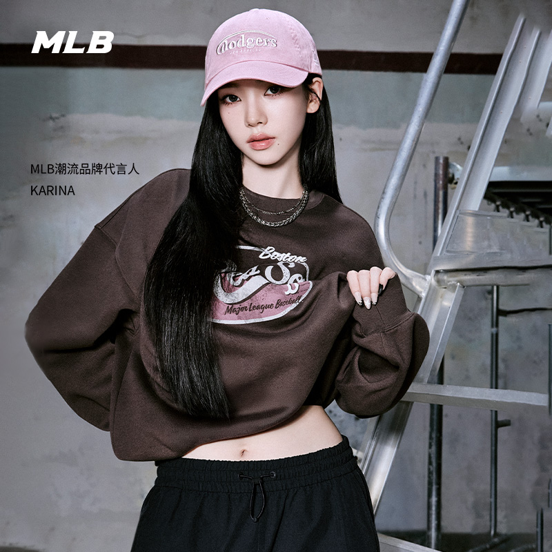 MLB官方KARINA同款男女时尚复古印花图案圆领卫衣25秋季新款MTV10