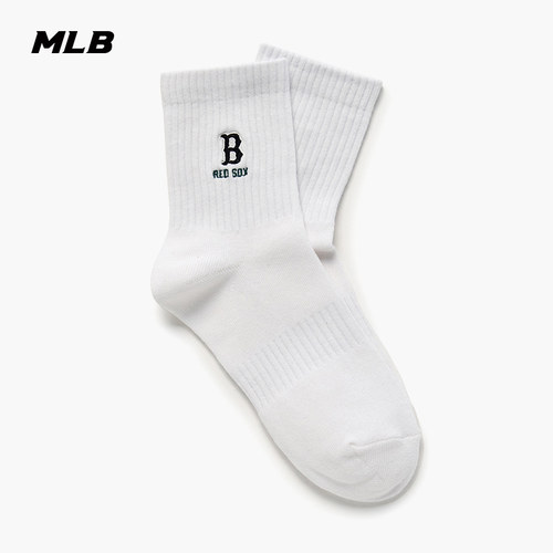 MLB官方 男女同款时尚百搭中筒袜纯色运动袜子26春季新款SOMB5