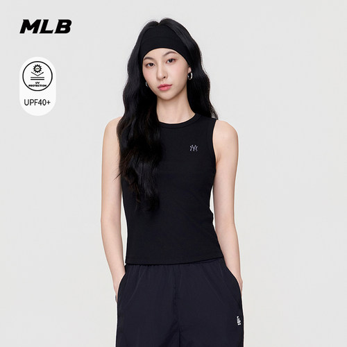 MLB官方 女款简约百搭纯色小标刺绣防晒修身背心新款TOB02/TOV03
