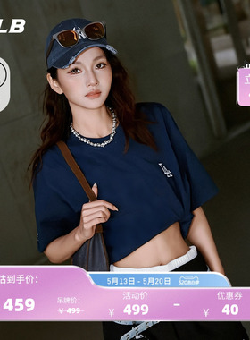 【520礼物】MLB官方男女同款时尚蕾丝背标凉感T恤26夏季新款TSB76