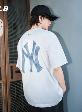 MLB官方 男女情侣做旧大logo时尚凉感T恤百搭短袖25夏季新款TSM09