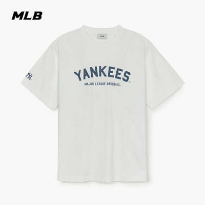 MLB官方 男女同款复古休闲宽松潮流百搭字母学院风短袖T恤TSV02