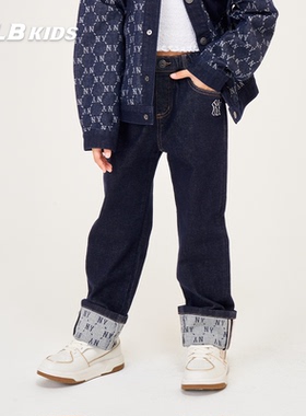 MLB儿童官方男女童时尚百搭老花满印休闲牛仔裤春夏DPMD1