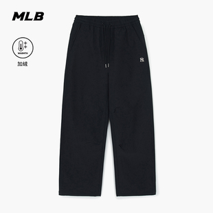 MLB官方 男女同款百搭时尚保暖加绒弯刀梭织长裤25冬季新款WPB81