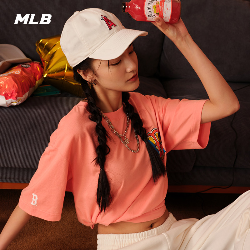 MLB官方 男女情侣LIKE系列漫画T恤时尚休闲短袖夏季TSEC5