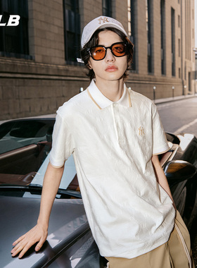 MLB官方男女情侣浮雕提花钻石老花时尚短袖POLO衫25夏季新款PQM02