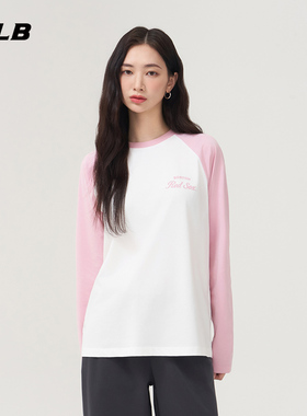 MLB官方 女款学院风撞色拼接圆领凉感百搭长袖T恤25春夏新款TSV01