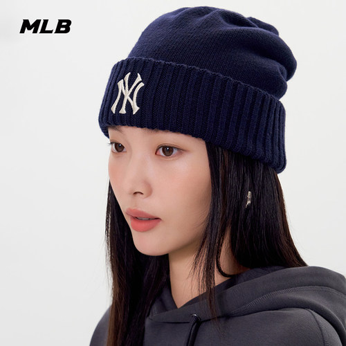 MLB官方 男女情侣时尚百搭复古显脸小休闲针织帽25冬季新款BNB13