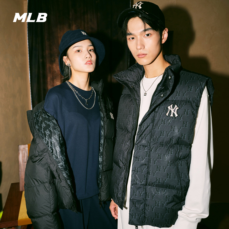 MLB官方情侣老花满印羽绒马甲