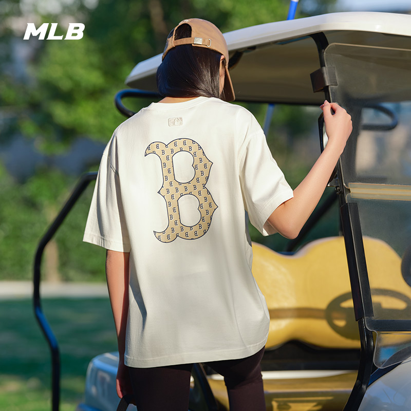 MLB官方 男女情侣老花运动纯棉T恤大logo休闲短袖24夏季新款TSM