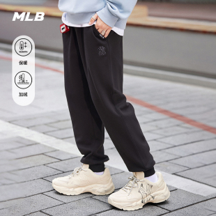 PTB27 新款 MLB官方男女情侣学院风刺绣LOGO保暖加绒休闲长裤 25冬季