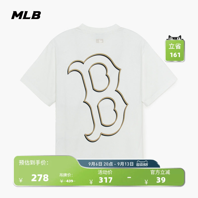 MLB官方 男女情侣背标大logo休闲宽松短袖百搭T恤夏季新款TSB60