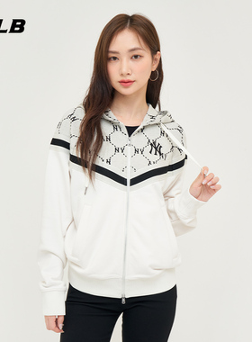 MLB官方情侣钻石老花时尚连帽外套小logo宽松复古春夏TRM01