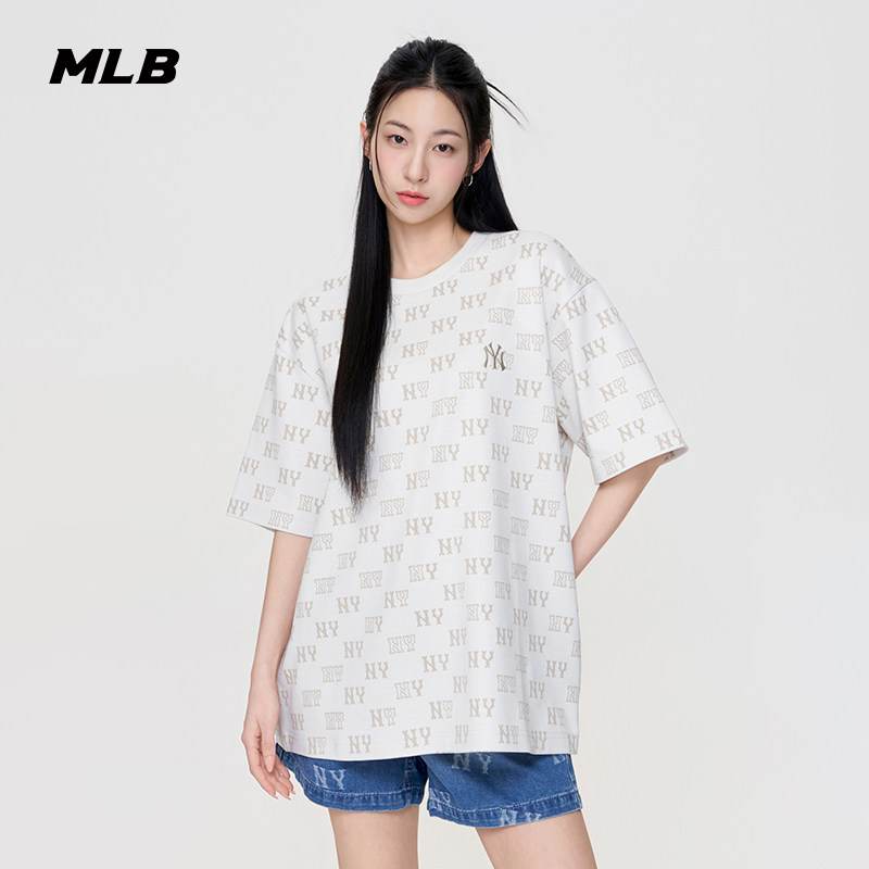 MLB官方男女同款轻薄弹力满印老花短袖T恤26夏季新款TSM01/TSM22图片
