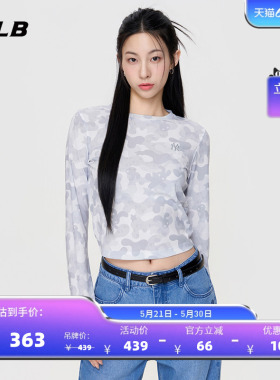 【520礼物】MLB官方女款修身短款老花皮肤衣长袖T恤26夏季TSM57