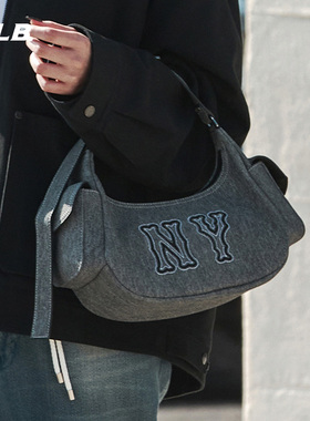 MLB官方 男女同款老花仿牛仔辣妹腋下包秋冬BQM03/BQM13