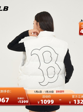 MLB官方 男女情侣大logo时尚休闲羽绒马甲外套24冬季DVB01