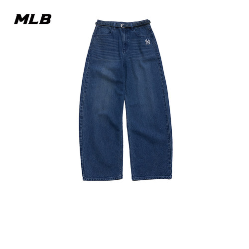 MLB女款刺绣复古气球廓形牛仔裤