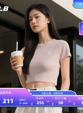 MLB官方 女款短款纯色百搭修身显瘦正肩短袖T恤夏季新款TSB62
