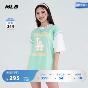 休闲圆领宽松短袖 夏季 男女情侣T恤运动球衣时尚 MLB官方 TSEC8