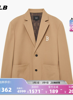 MLB官方男女情侣内里满印复古老花西装夹克时尚外套宽松秋冬JKM01