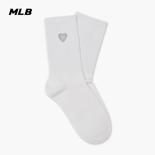 MLB情侣爱心刺绣日常休闲袜子