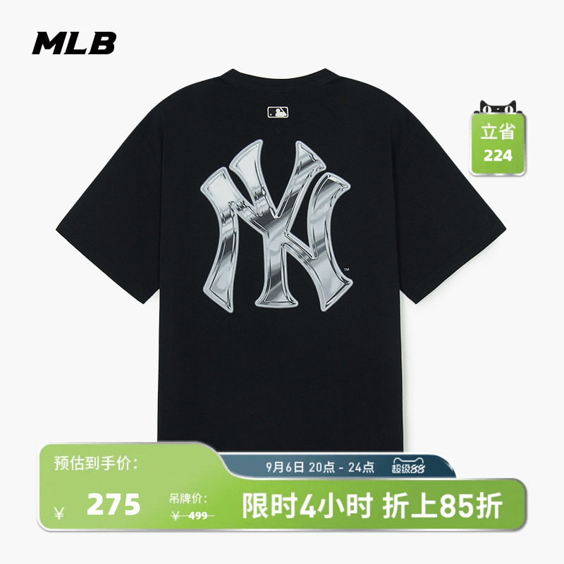 MLB男女情侣休闲印花短袖T恤图片