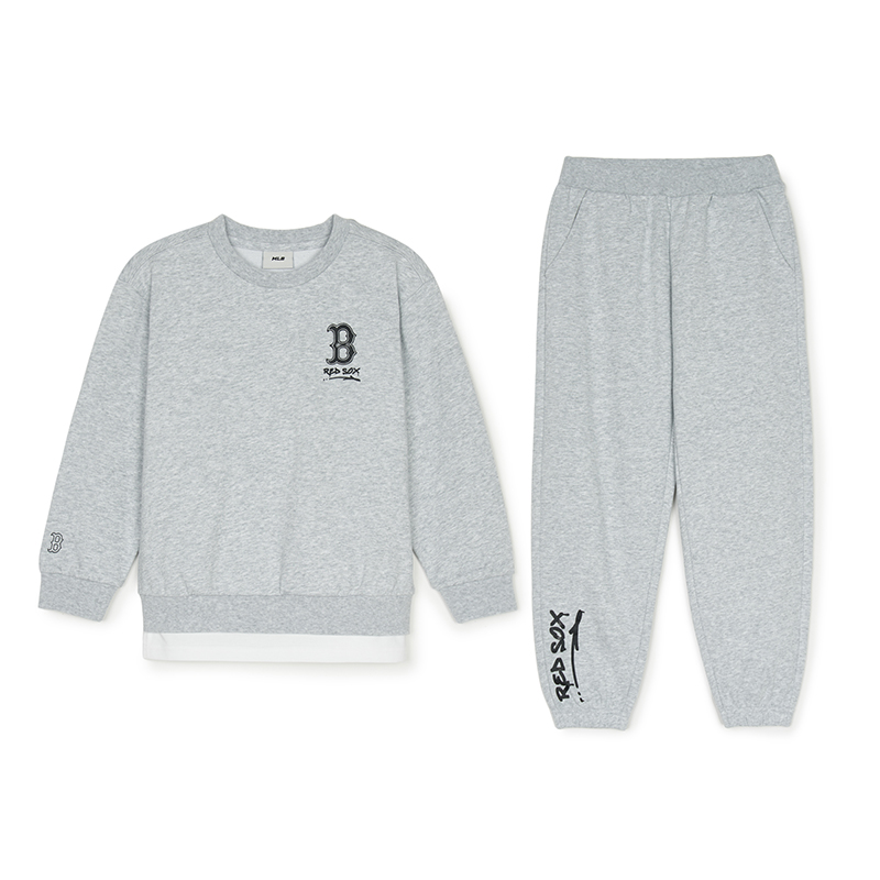 MLB官方男女童简约字母印花学院风假两件针织套装25春夏新款S2V05