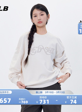 MLB官方 男女情侣时尚复古学院风纯色圆领卫衣秋季新款MTV03