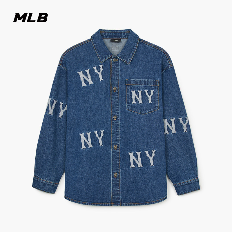 MLB官方男女老花丹宁衬衫图片