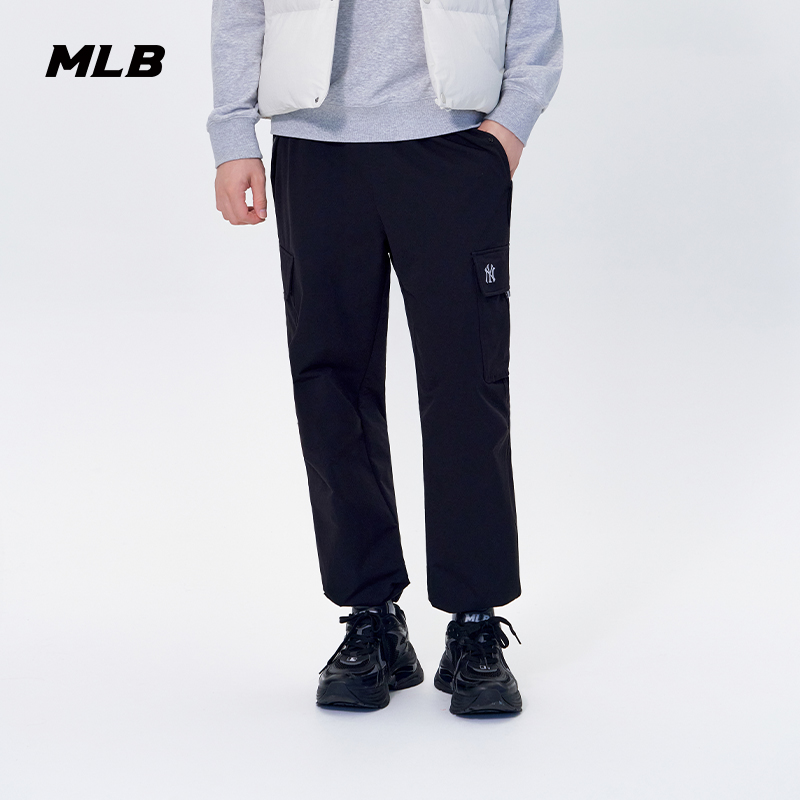 MLB官方男女情侣运动休闲百搭加绒工装束脚梭织裤25冬季新款WPB02